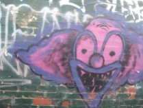 twilight walk home footscray graffiti clown